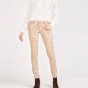 J. McLaughlin Lexi Leopard Print Stretch Jeans Ivory Beige Slim Fit Women’s 12